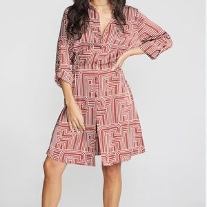 L+T Printed Button Down Shirtdress - Clove Brown